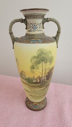 Tall Twin Handled Nippon Vase