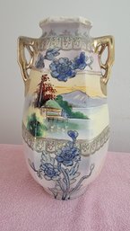 Hand Painted Oriental Porcelain Vase Marked J.I.M. On The Bottom