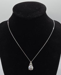 Emperor Cut Moissanite, Blue Moissanite Pendant Necklace In Platinum Over Sterling