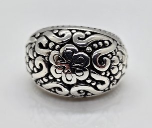 Sterling Silver Floral Dome Ring