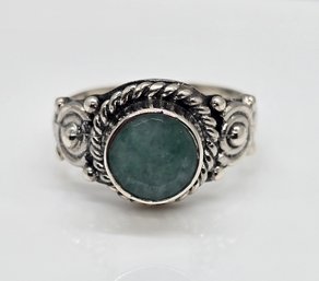 Bali, Emerald Ring In Sterling Silver