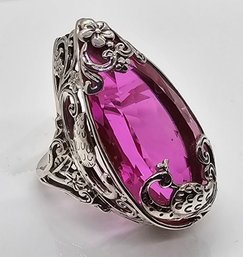 Bali, Radiant Orchid Quartz Peacock Ring In Sterling