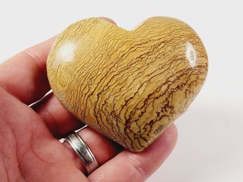 LARGE Tan   Marble Stone  Polished  Heart