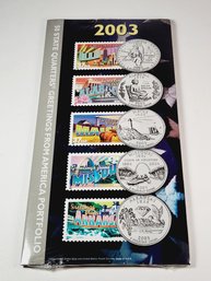 2003 State Quarters & Stamps Greetings From America -UNC & MNH COA Un-opened