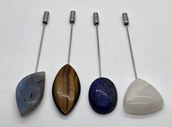 Four Handmade Multi Gemstone Stick Pins