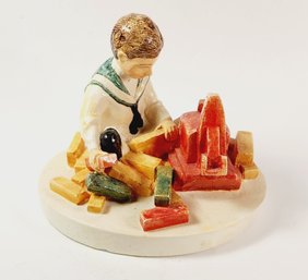 Sebastian Miniature Figurine -  Boy With Blocks  1979 - SIGNED Signed P.W. Baston & Numbered