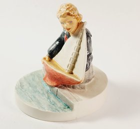 Sebastian Miniature Figurine -  'Boy With Sail Boat'  1980 - SIGNED Signed P.w. Baston & Numbered