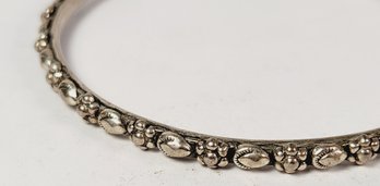 Vintage Sterling Silver Solid Carved Designed Bangle Bracelet