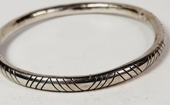 Vintage Sterling Silver Etched Design Bangle Bracelet