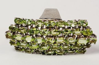 UNiQUE Sterling Silver Double Knuckle Peridot Studded Cluster Ring