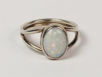 New Small Size Sterling Silver Opal Stone Ring