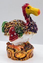 Multicolor Austrian Crystal, Enameled Bird-shaped Trinket Box