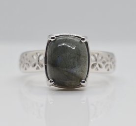 Labradorite Ring In Bonded Platinum
