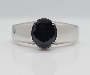 Midnight Sapphire Mens Ring In Stainless