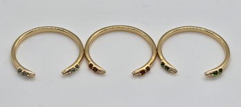 Set Of Three Rings In 18K Yellow Gold Over Sterling With Gems