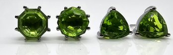 Chartreuse Quartz Set Of Two Stud Earrings In Stainless Steel