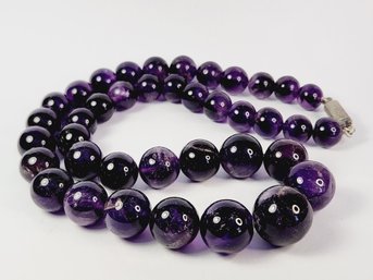 New   Graduated  Ball  AMETHYST  Beaded  Necklace AWESOME!!!