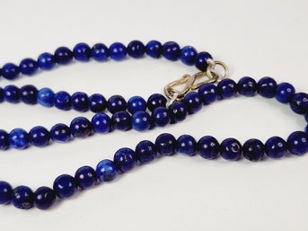 New Sterling Silver  Blue LAPIS Beaded Stone  Necklace