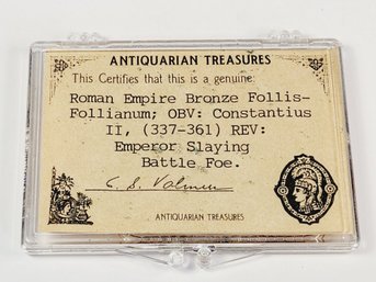 337-361 AD   (Coin) Antique Roman Empire Bronze Follis - Follianum  Constantius II    Antiquarian Treasures