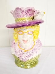 Vintage Hand Painted Ceramic Iridescent Lady With Hat COOKIE JAR 2003 By: CBK LTD