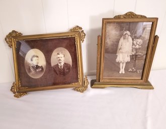 Antique Victorian Ornate Wood Carved Picture Frames With Photographs