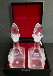 Vintage Imported Hand Cut Genuine Crystal Cruet Set With Case