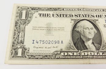 1957 $1 Dollar Blue Seal Silver Certificate Bill / Note