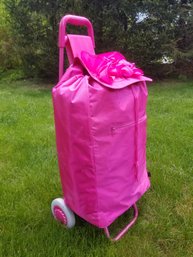 Hot Pink Murval Shopping Bag With Folding Cart