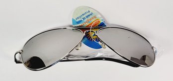 New Silver Reflective Retro Aviator Shape Sunglasses