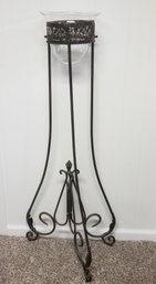 Large Scrolled Wrought Iron Floor Pillar Candle Holder Stand