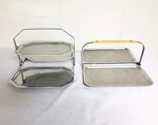 Pair Of Vintage MCM Aluminum Folding/portable Trays - Chase Art Deco With Bakelite Handle