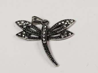 Vintage  Marcasite And Clear Stone Studded Butterfly Pendant