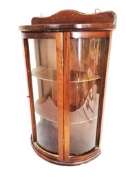 Vintage Wood Half Round Curved Glass Curio Cabinet