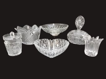 Crystal Lidded Dish, Duchin Candy Compote Dish On Weighted Sterling Silver Base, Mikasa Tulip Bowl & More