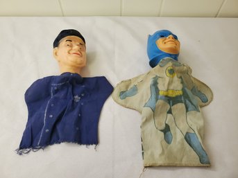 Two Vintage Hand Puppets - 1966 Ideal Toys Batman