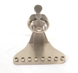Unique Alef Judaica 'Our Love' Brushed Pewter Menorah By Giora Novak