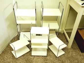 Lot Of Small Chrome & Off White Plastic Shelving - Stackable