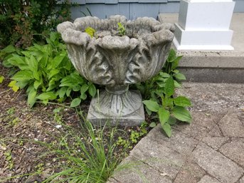 Stone Garden Concrete Planter Victorian Art Nouveau Style, Left