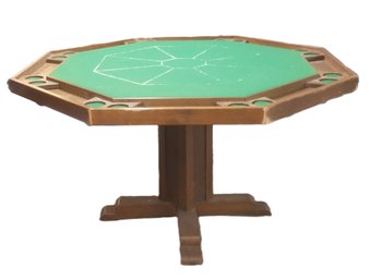 Vintage Wooden Octagon 8-player Poker Table With Removable Top