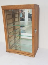 Oak & Glass Curio Case Table Counter Retail Display Cabinet