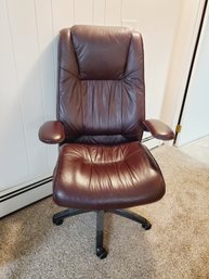 Burgundy Plush Faux Leather Adjustable Desk Office Chair