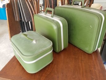 Vintage Avocado Green 3 Piece Hardside Travel Luggage