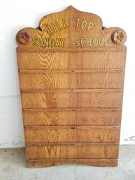 Vintage Church Chapel Oak Wooden Hymn Or Attendance Board - Hill Top Sunday School