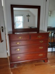 Virginia Galleries Solid Black Cherry Chest Of Drawers With Mirror