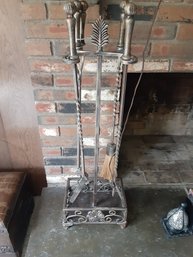 Metal Fireplace Tools In Stand