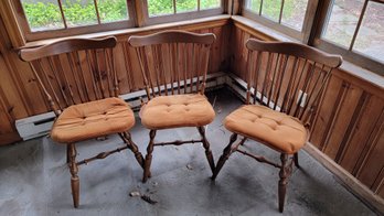 Three Ethan Allen Spindel Back Side Chairs