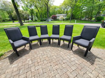 Six Vintage SELIG Black Upholstered Dining Chairs