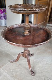 Two Tier Flame Mahogany Side Table