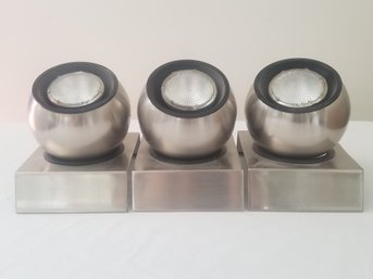 Trio Of Chrome Eyeball Accent Orb Lights With Bases