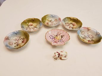 Vintage Grouping Of Porcelain Bowls & Small Franklin Mint Cat Figurine
